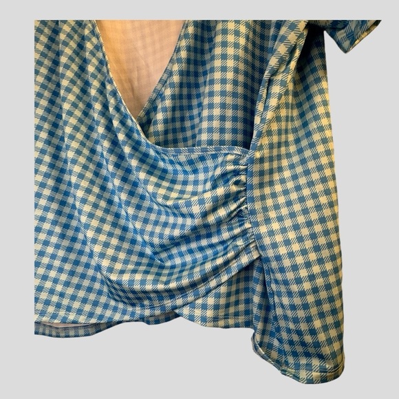 Lands End Women’s Top 2X Plaid Blue Short Sleeves - Picture 2 of 10